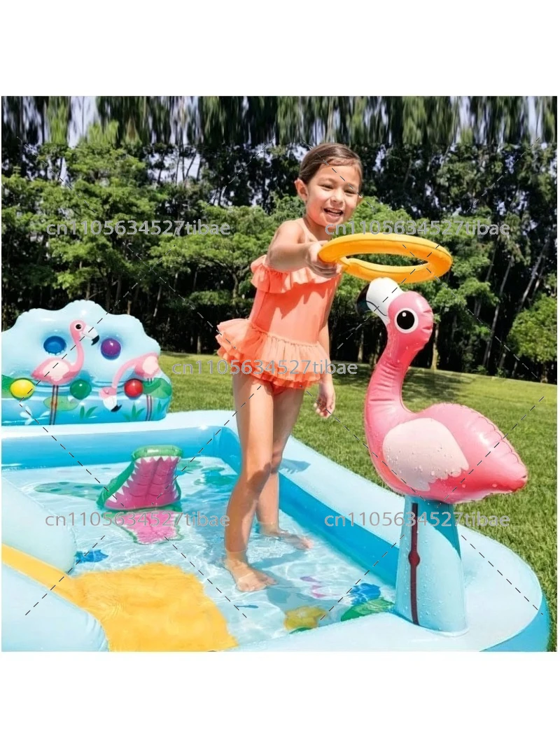 Inflatable Rainbow Kids Pool w - Water Slide Inflatable ulasan dan harga