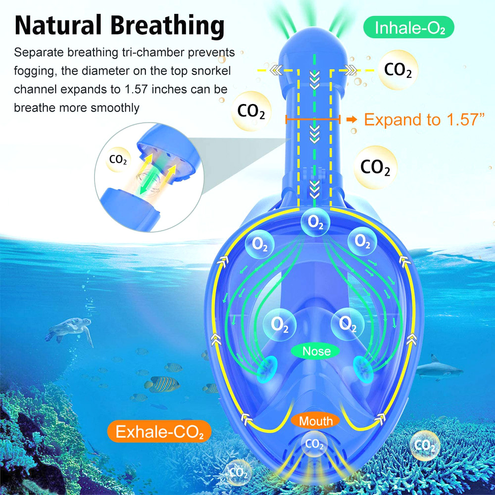 Kids Full Face Snorkel Mask Di - Snorkel Mask Full Face ulasan dan harga