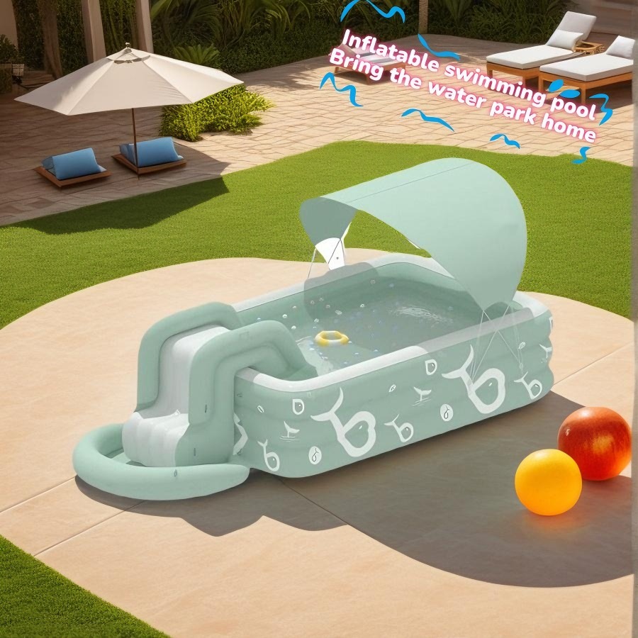 Inflatable Swimming Pool with  - Water Slide Inflatable ulasan dan harga